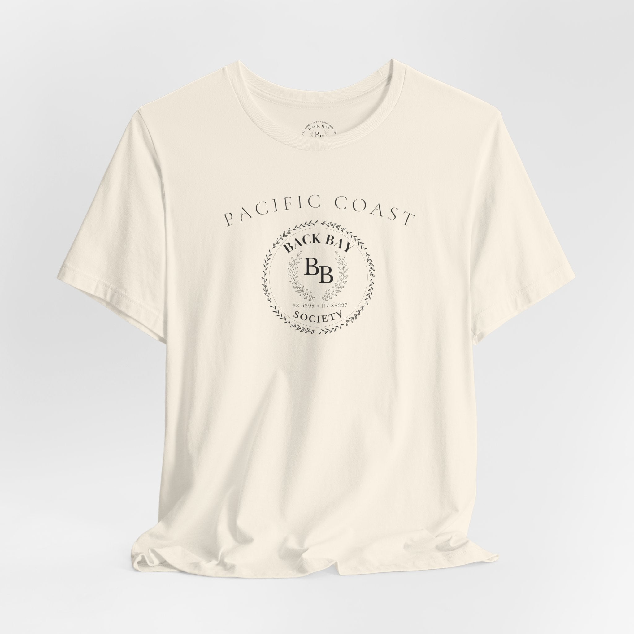 Back Bay Society Pacific Coast Crest Tee – Minimal Coastal Logo Shirt