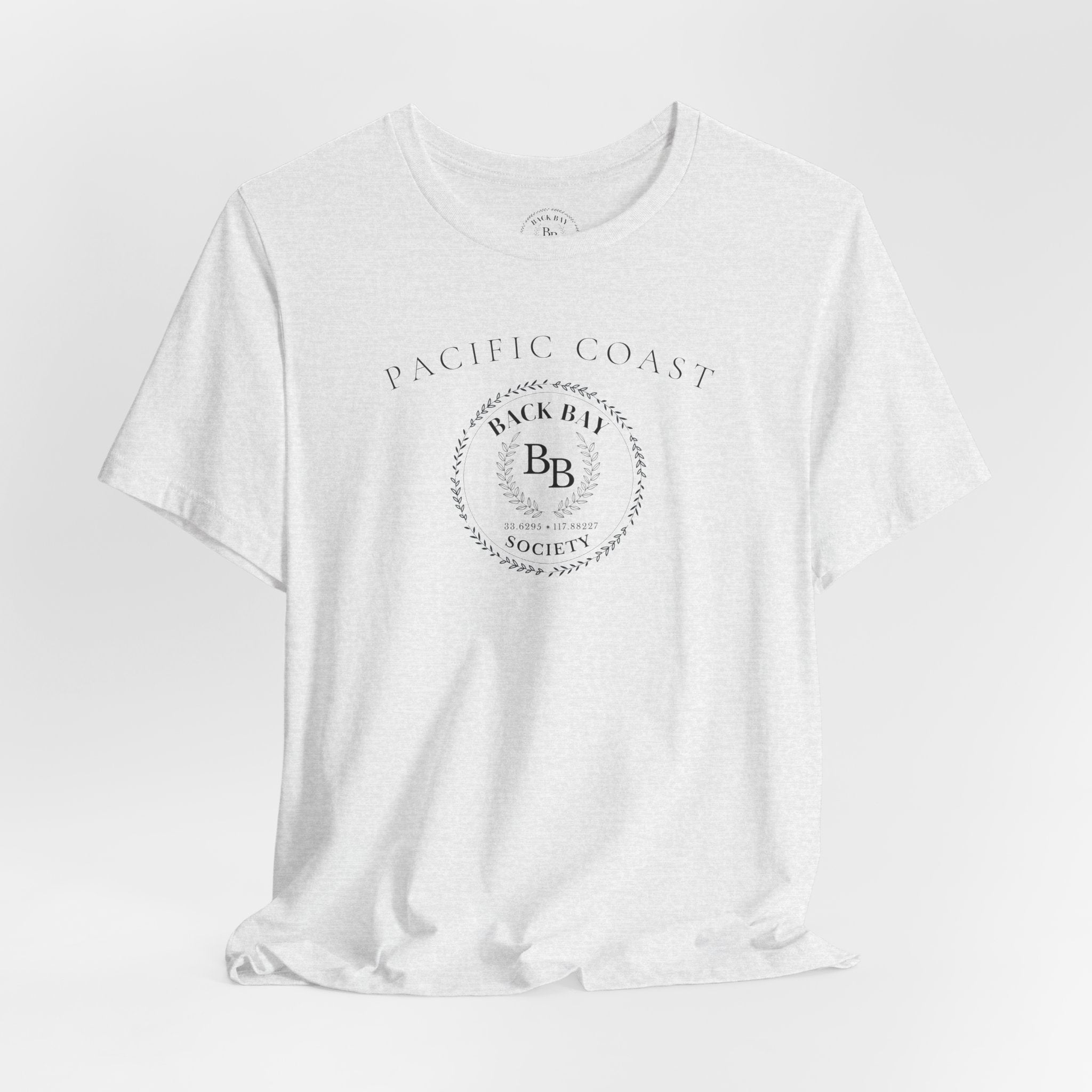 Back Bay Society Pacific Coast Crest Tee – Minimal Coastal Logo Shirt